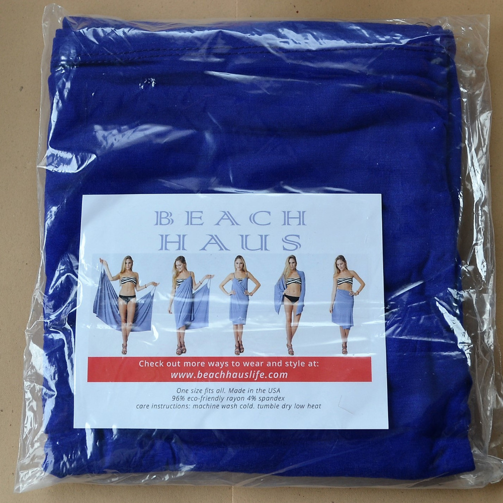 BEACH HAUS SWIMSUIT Coverup Wrap Dress COBALT BLUE Royal One Size Pool party - Picture 3 of 7